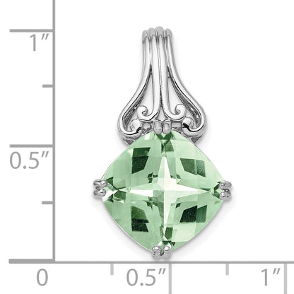 Sterling Silver Rhodium-plated Green Quartz Pendant
