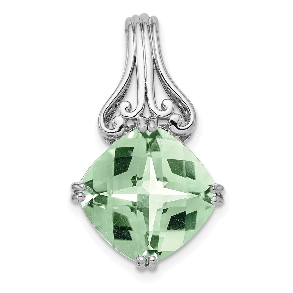 Sterling Silver Rhodium-plated Green Quartz Pendant