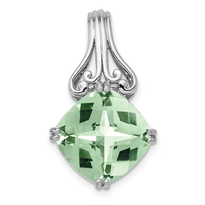 Sterling Silver Rhodium-plated Green Quartz Pendant
