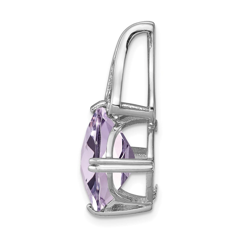 Sterling Silver Rhodium-plated Pink Quartz Pendant