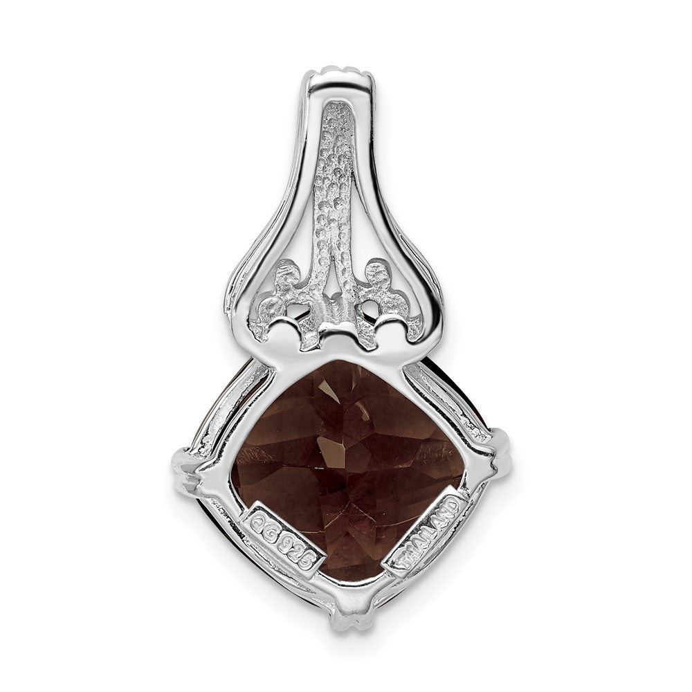 Sterling Silver Rhodium-plated Smoky Quartz Pendant