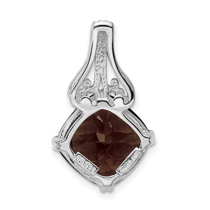 Sterling Silver Rhodium-plated Smoky Quartz Pendant