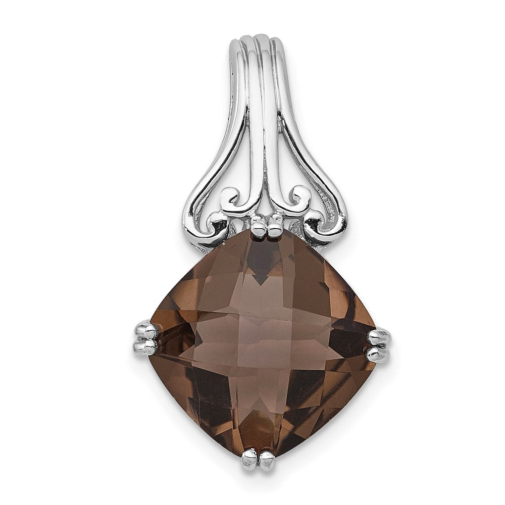 Sterling Silver Rhodium-plated Smoky Quartz Pendant