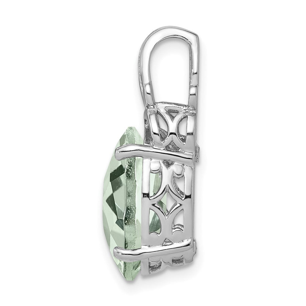 Sterling Silver Rhodium-plated Green Quartz Pendant