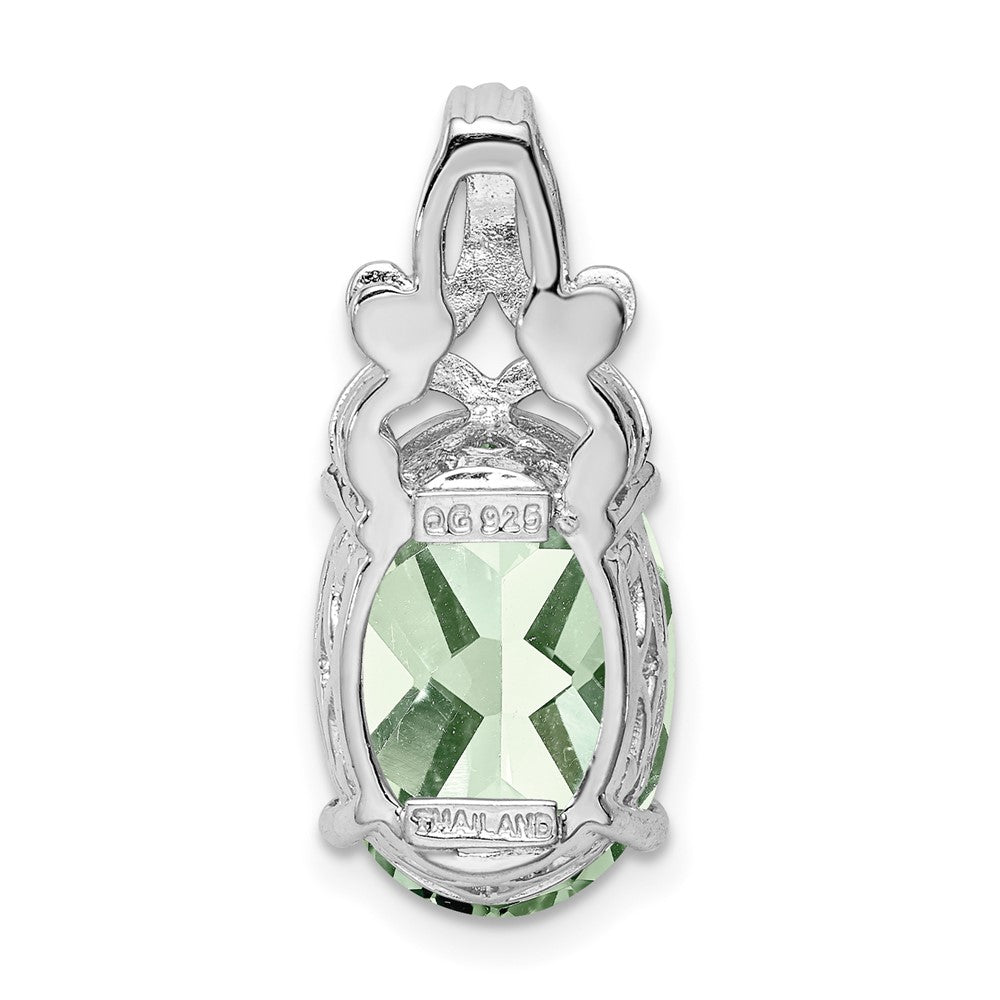 Sterling Silver Rhodium-plated Green Quartz Pendant