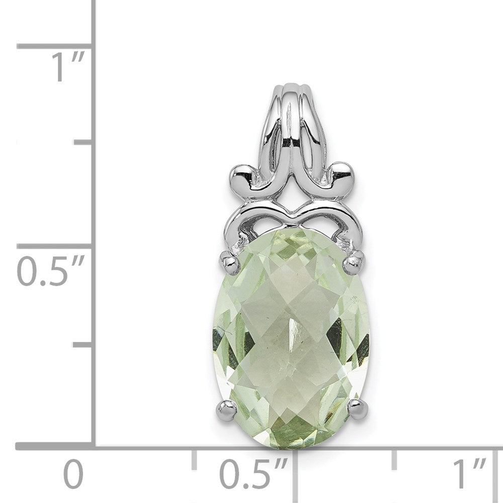 Sterling Silver Rhodium-plated Green Quartz Pendant