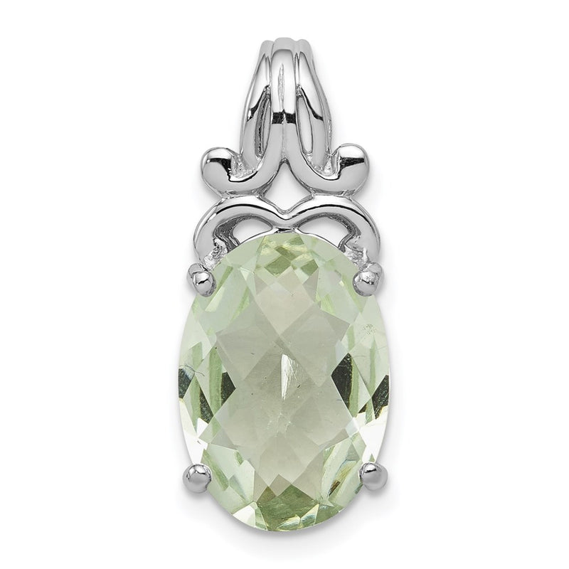 Sterling Silver Rhodium-plated Green Quartz Pendant