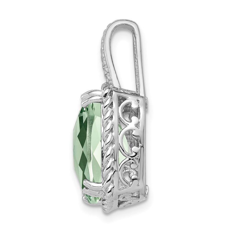 Sterling Silver Rhodium-plated Green Quartz Pendant