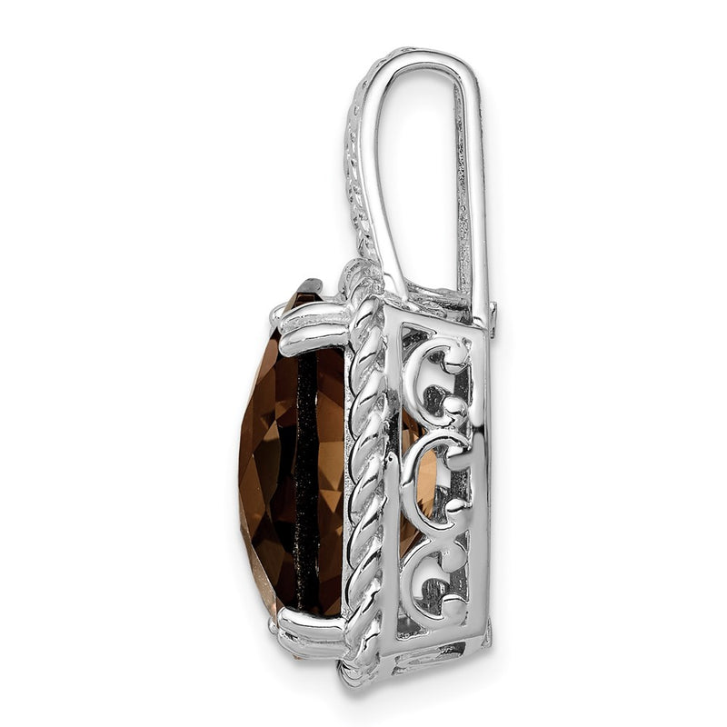 Sterling Silver Rhodium-plated Smoky Quartz Pendant