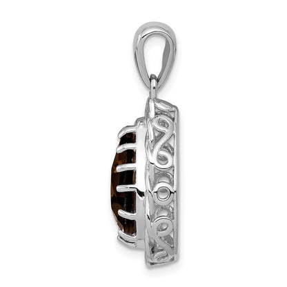 Sterling Silver Rhodium-plated Smoky Quartz Pendant
