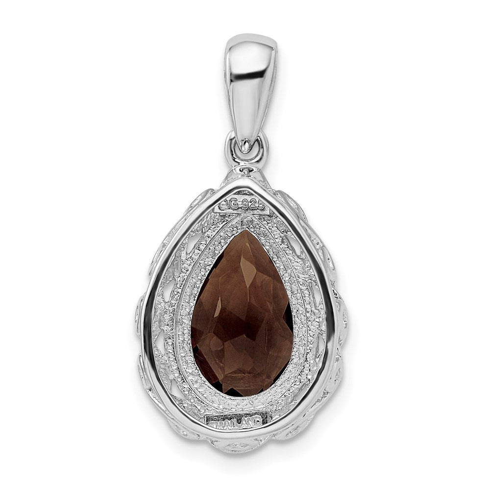 Sterling Silver Rhodium-plated Smoky Quartz Pendant