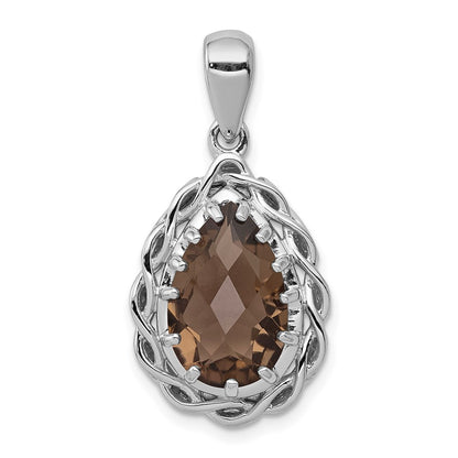 Sterling Silver Rhodium-plated Smoky Quartz Pendant