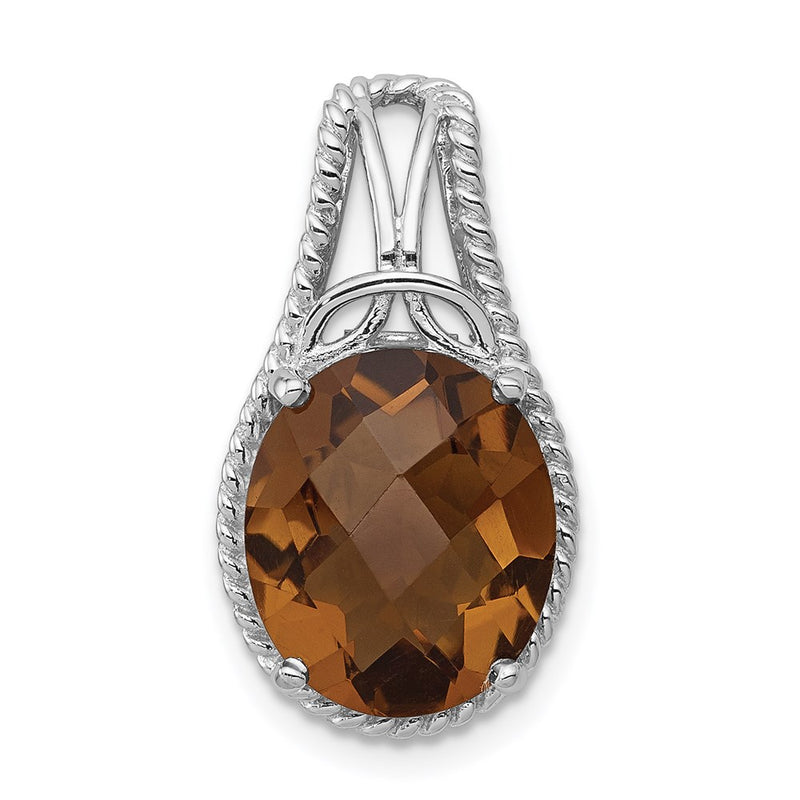 Sterling Silver Rhodium-plated Whiskey Quartz Pendant