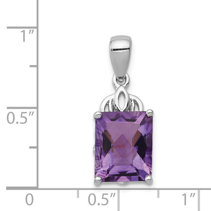 Sterling Silver Rhodium-plated Amethyst Pendant
