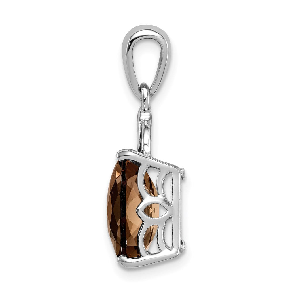 Sterling Silver Rhodium-plated Smoky Quartz Pendant