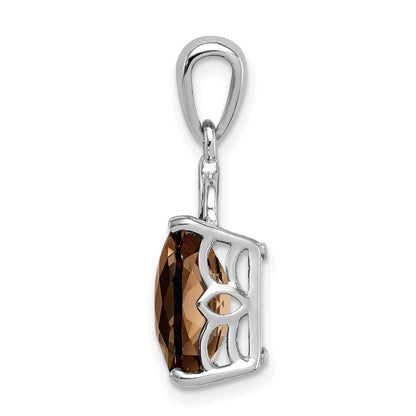 Sterling Silver Rhodium-plated Smoky Quartz Pendant