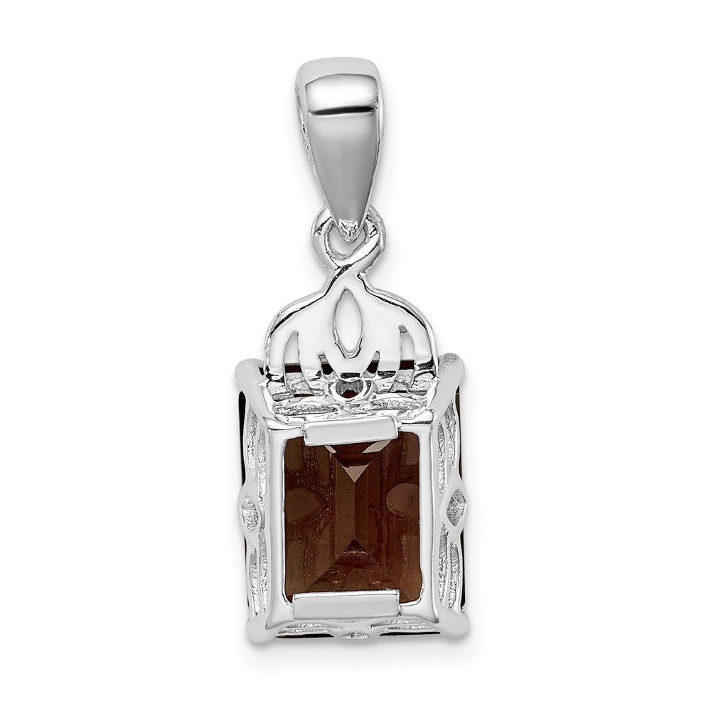 Sterling Silver Rhodium-plated Smoky Quartz Pendant