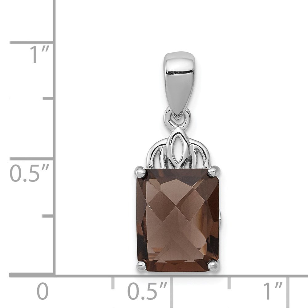 Sterling Silver Rhodium-plated Smoky Quartz Pendant