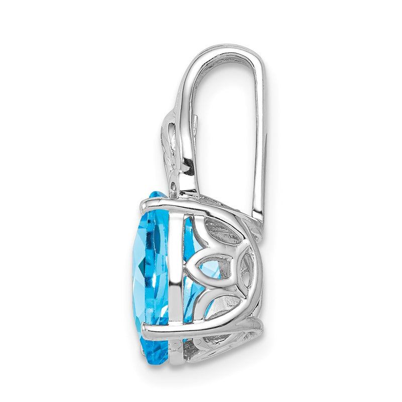 Sterling Silver Rhodium-plated Blue Topaz Pendant