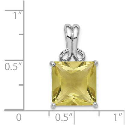 Sterling Silver Rhodium-plated Lemon Quartz Pendant