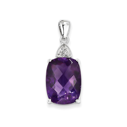 Sterling Silver Amethyst and Diamond Pendant