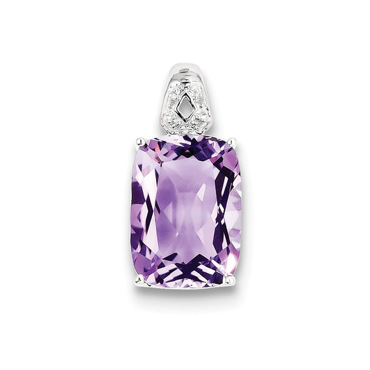 Sterling Silver Amethyst and Diamond Pendant