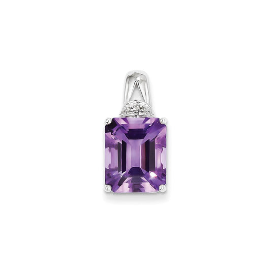 Sterling Silver Amethyst and Diamond Pendant