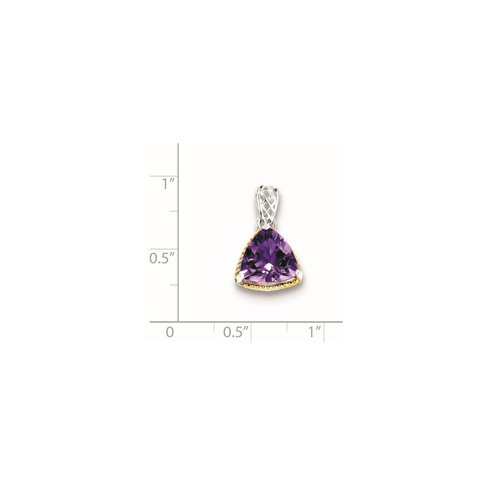 Sterling Silver w/ Flash Gold-plate Accent Amethyst Pendant