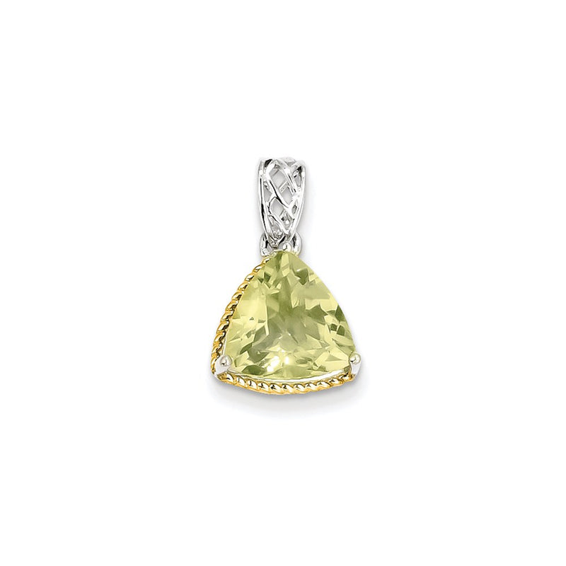 Sterling Silver w/ Flash Gold-plate Accent Lemon Quartz Pendant