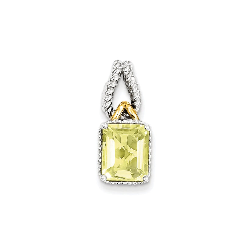 Sterling Silver w/ Flash Gold-plate Accent Lemon Quartz Pendant