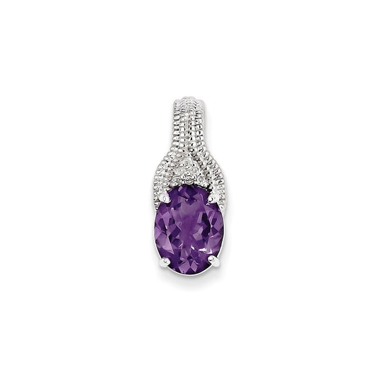 Sterling Silver Amethyst and Diamond Pendant