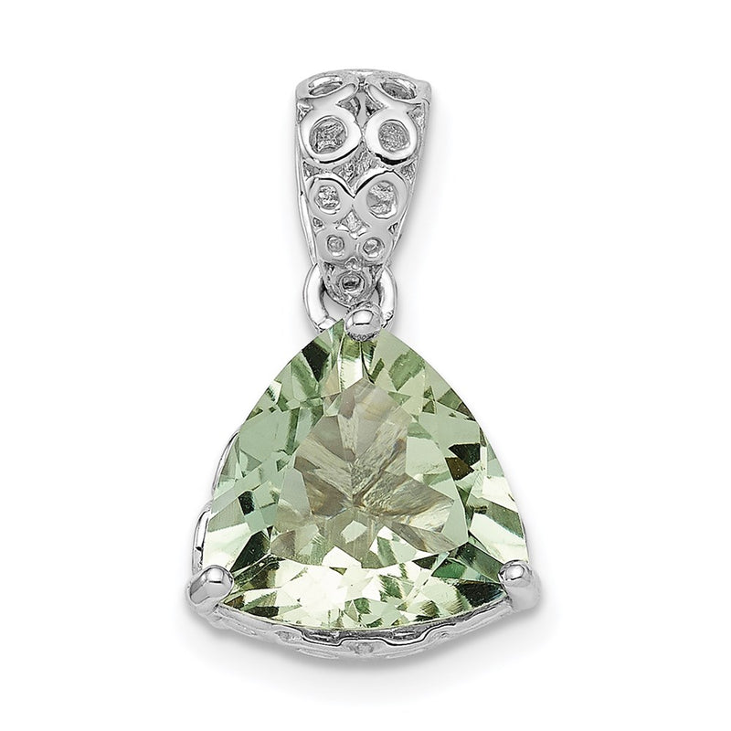 Sterling Silver Rhodium-plated Green Quartz Pendant
