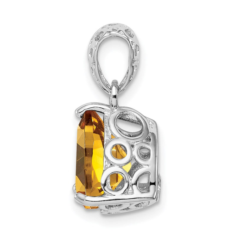 Sterling Silver Rhodium-plated Whiskey Quartz Pendant
