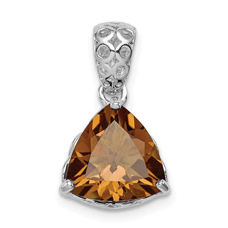 Sterling Silver Rhodium-plated Whiskey Quartz Pendant