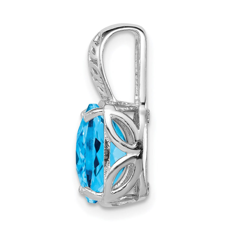 Sterling Silver Rhodium-plated Blue Topaz Pendant