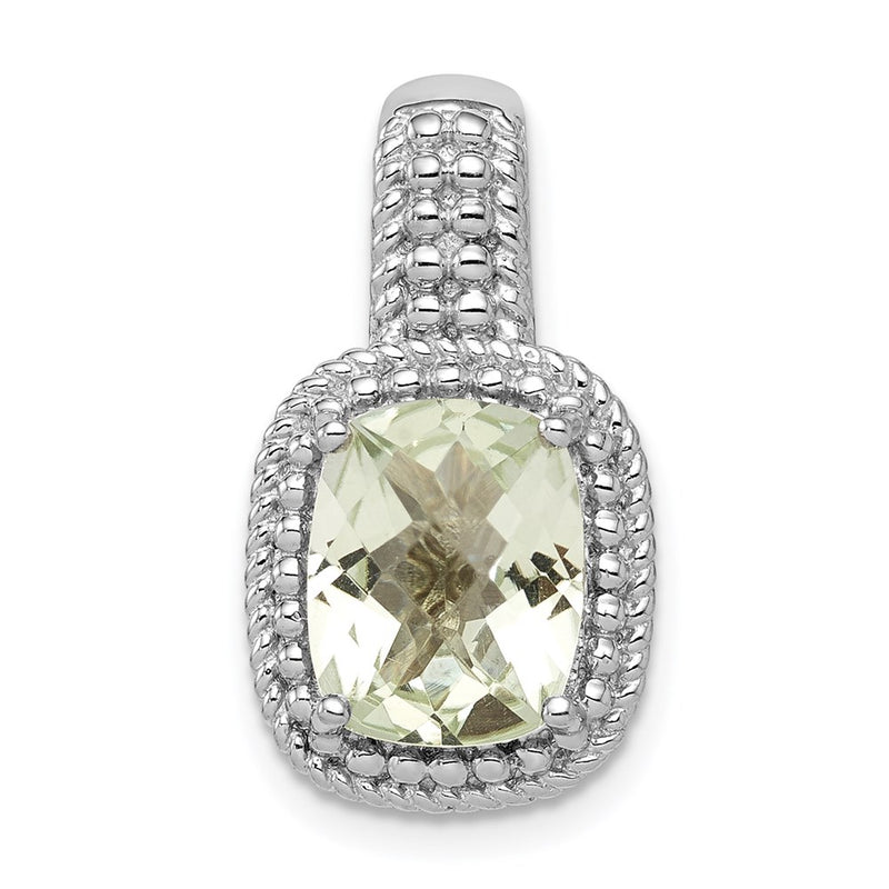 Sterling Silver Rhodium-plated Green Quartz Pendant