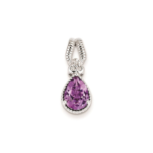 Sterling Silver Amethyst and Diamond Pendant