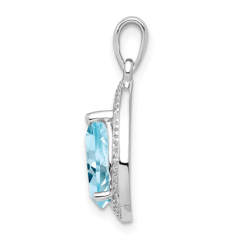 Sterling Silver Rhodium Plated Diamond and Light Swiss BT Pendant