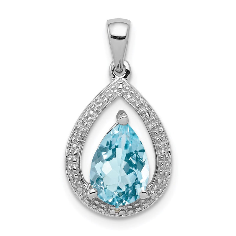 Sterling Silver Rhodium Plated Diamond and Light Swiss BT Pendant