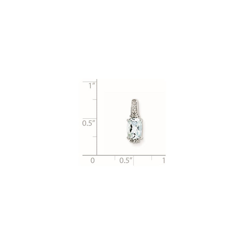 Sterling Silver Rhodium Plated Diamond & Aquamarine Pendant