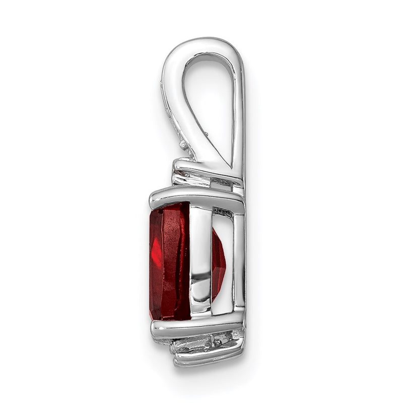 Sterling Silver Rhodium Plated Diamond & Garnet Pendant