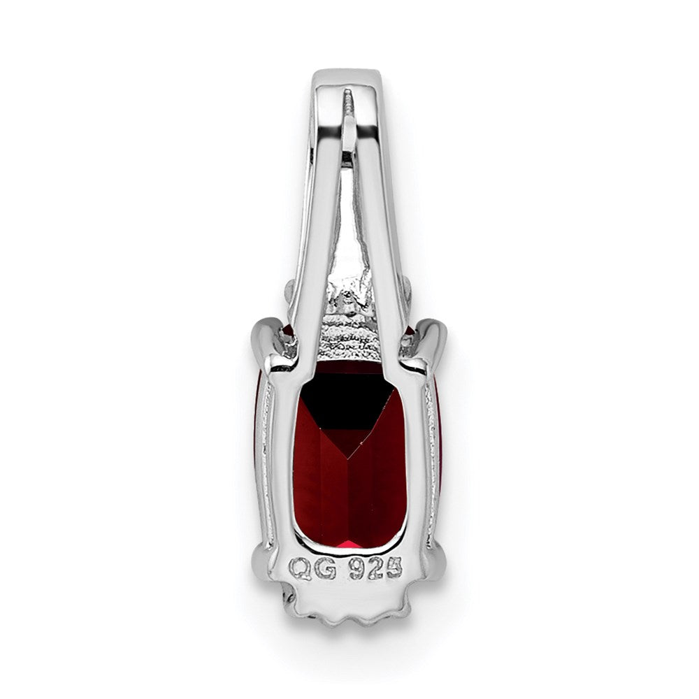 Sterling Silver Rhodium Plated Diamond & Garnet Pendant