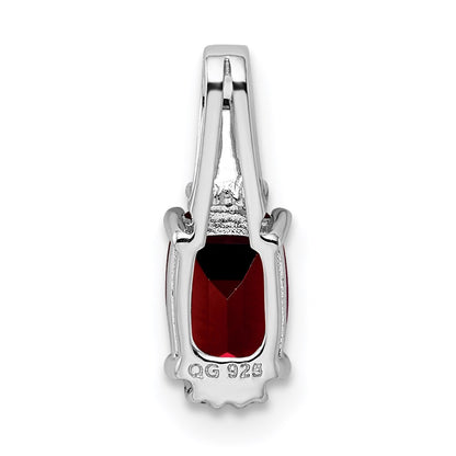 Sterling Silver Rhodium Plated Diamond & Garnet Pendant