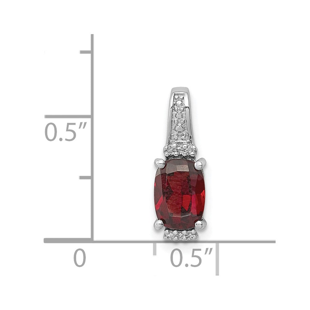 Sterling Silver Rhodium Plated Diamond & Garnet Pendant