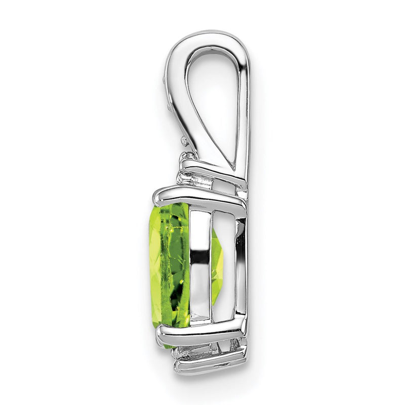 Sterling Silver Rhodium Plated Diamond & Peridot Pendant