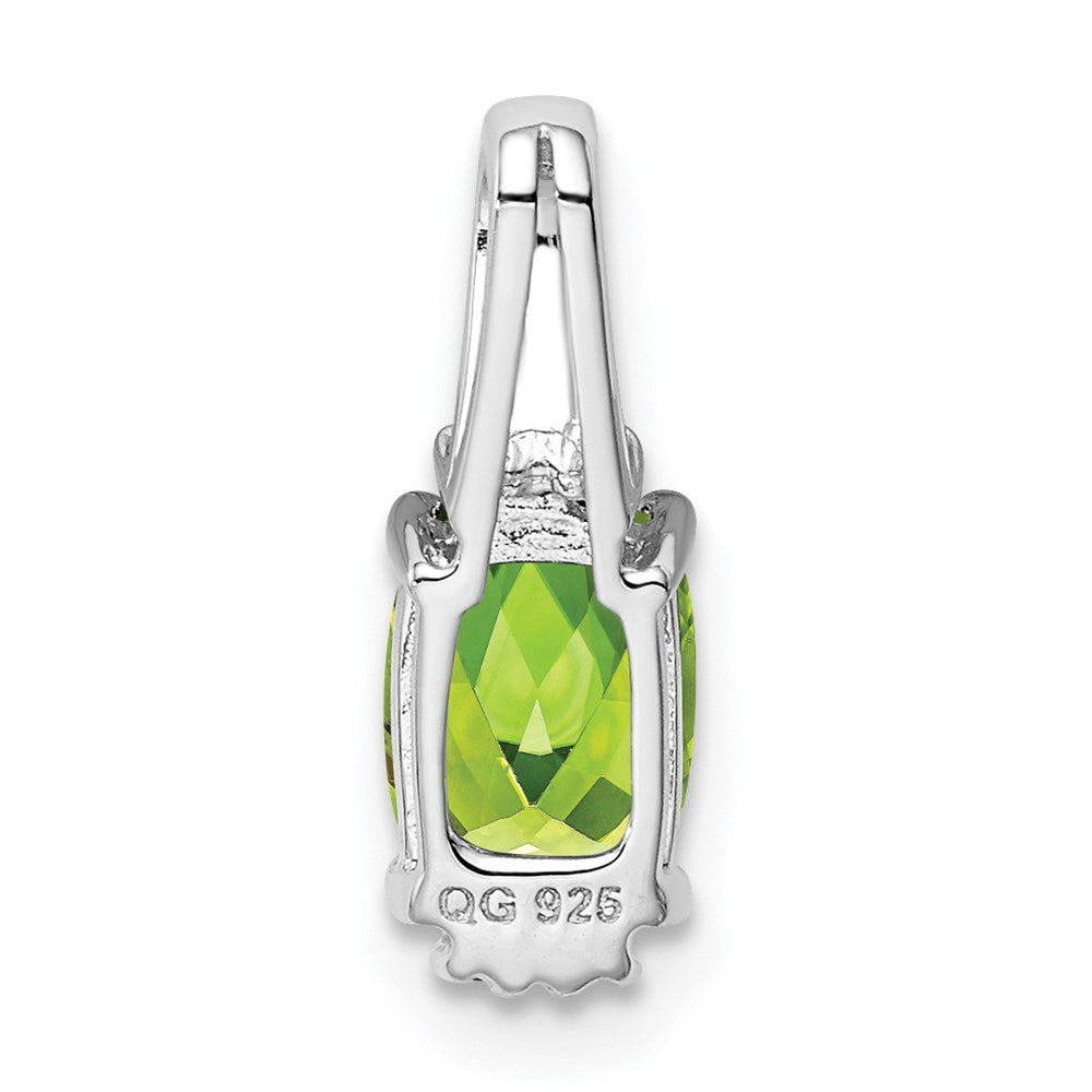 Sterling Silver Rhodium Plated Diamond & Peridot Pendant