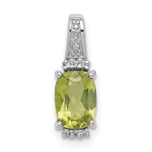 Sterling Silver Rhodium Plated Diamond & Peridot Pendant