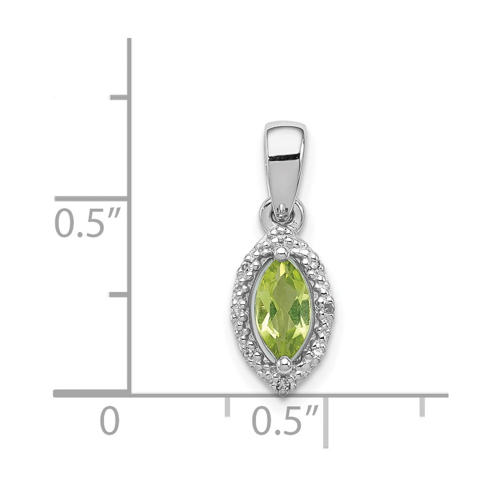 Sterling Silver Rhodium-plated Diamond and Peridot Pendant