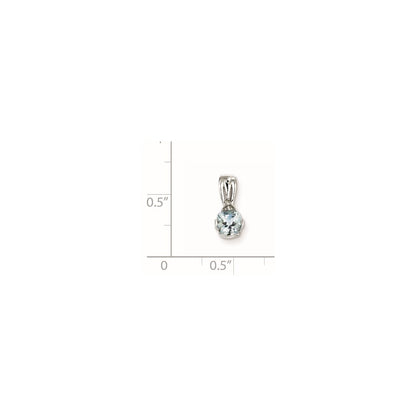 Sterling Silver Rhodium Plated Diamond and Aquamarine Pendant