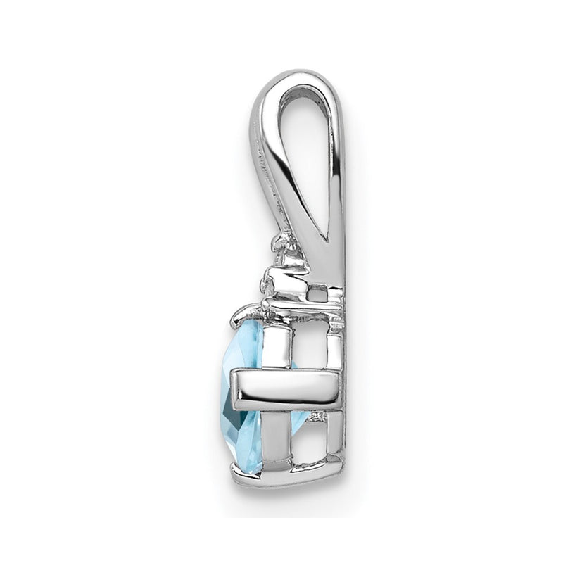 Sterling Silver Rhodium Plated Diamond & Sky Blue Topaz Pendant